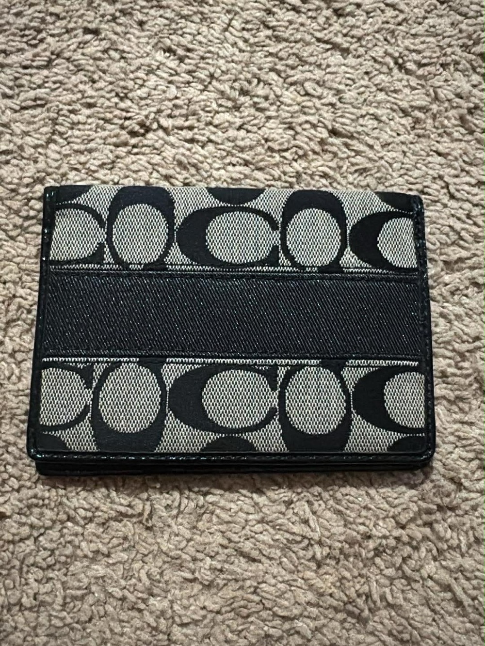 Coach Black and Silver Signature Card Case